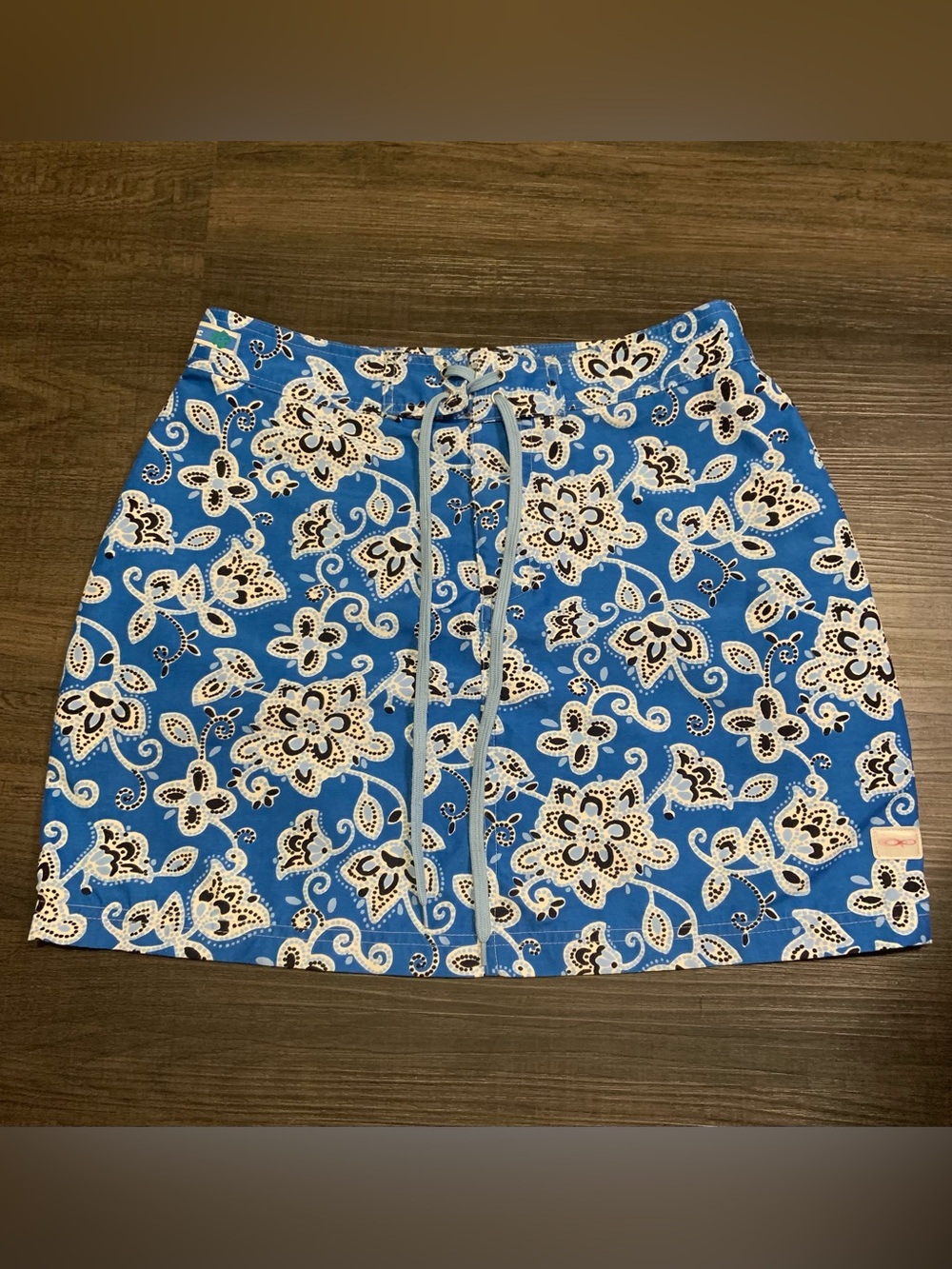 OP Blue Floral Drawstring Mini Skirt